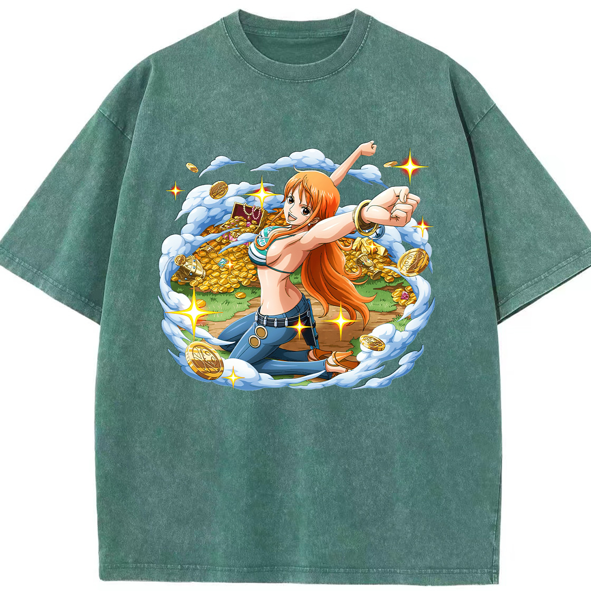 ワンピース ナミ ONE PIECE Nami 綿100% ヴィンテージ風 半袖Tシャツ（フロントプリント）